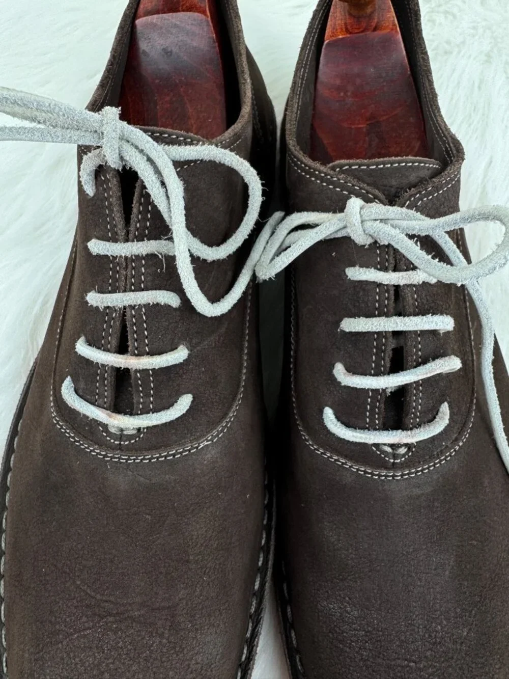 Men's Heschung 1934 Veritable Cousu Suede Oxford Shoes Brown Red Sole US 11.5
